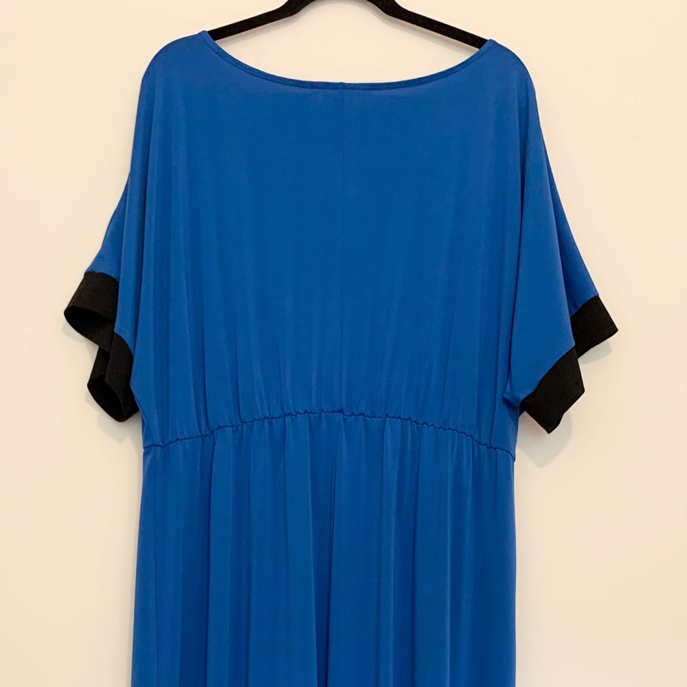 Eloquii Dolman Sleeve Maxi Dress with Slit in Piction Blue - Picture 9 of 10